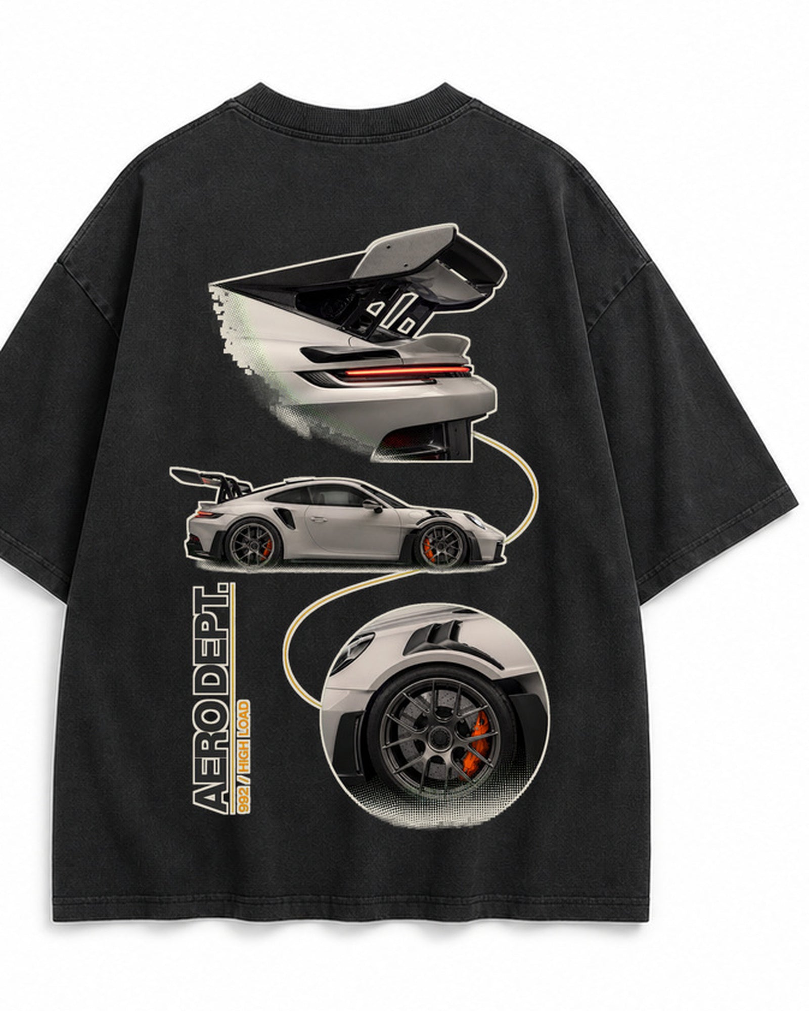 Aero Dept. 992 — czarna koszulka oversize, widok nadruku na plecach