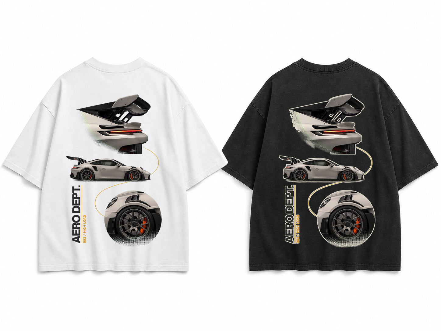 Aero Dept. 992 — Koszulka Oversize — biała i czarna koszulka oversize, nadruk na plecach