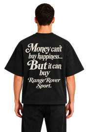 Koszulka oversize Range Rover Sport – Money Can't Buy Happiness – czarna koszulka, model