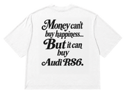 Koszulka oversize Audi RS6 – Money Can't Buy Happiness – biała koszulka, mockup