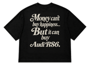 Koszulka oversize Audi RS6 – Money Can't Buy Happiness – czarna koszulka, mockup