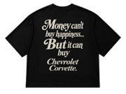 Koszulka oversize Chevrolet Corvette – Money Can't Buy Happiness – czarna koszulka, mockup
