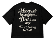 Koszulka oversize Ford Mustang GT500 – Money Can't Buy Happiness – czarna koszulka, mockup