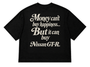 Koszulka oversize Nissan GT-R – Money Can't Buy Happiness – czarna koszulka, mockup
