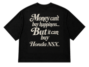Koszulka oversize Honda NSX – Money Can't Buy Happiness – czarna koszulka, mockup