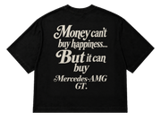 Koszulka oversize Mercedes-AMG GT – Money Can't Buy Happiness – czarna koszulka, mockup