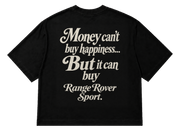 Koszulka oversize Range Rover Sport – Money Can't Buy Happiness – czarna koszulka, mockup