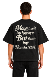 Koszulka oversize Honda NSX – Money Can't Buy Happiness – czarna koszulka, model