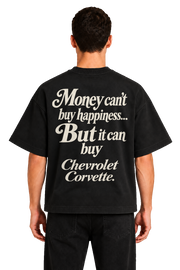 Koszulka oversize Chevrolet Corvette – Money Can't Buy Happiness – czarna koszulka, model