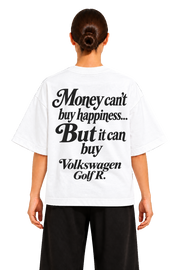 Koszulka oversize Volkswagen Golf R – Money Can't Buy Happiness – biała koszulka, model