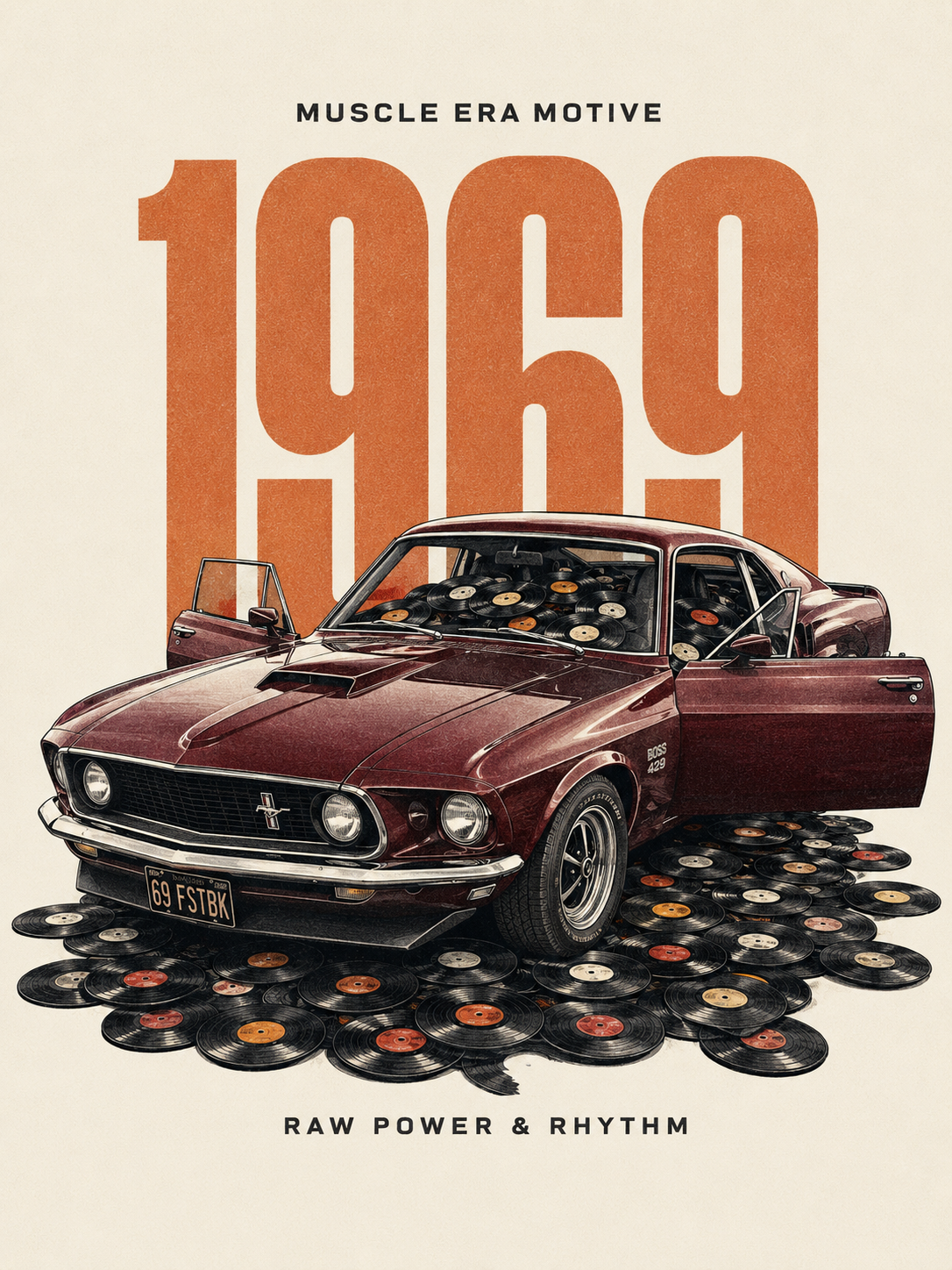 Vintage automotive poster: Muscle Era 1969 — Vinyl