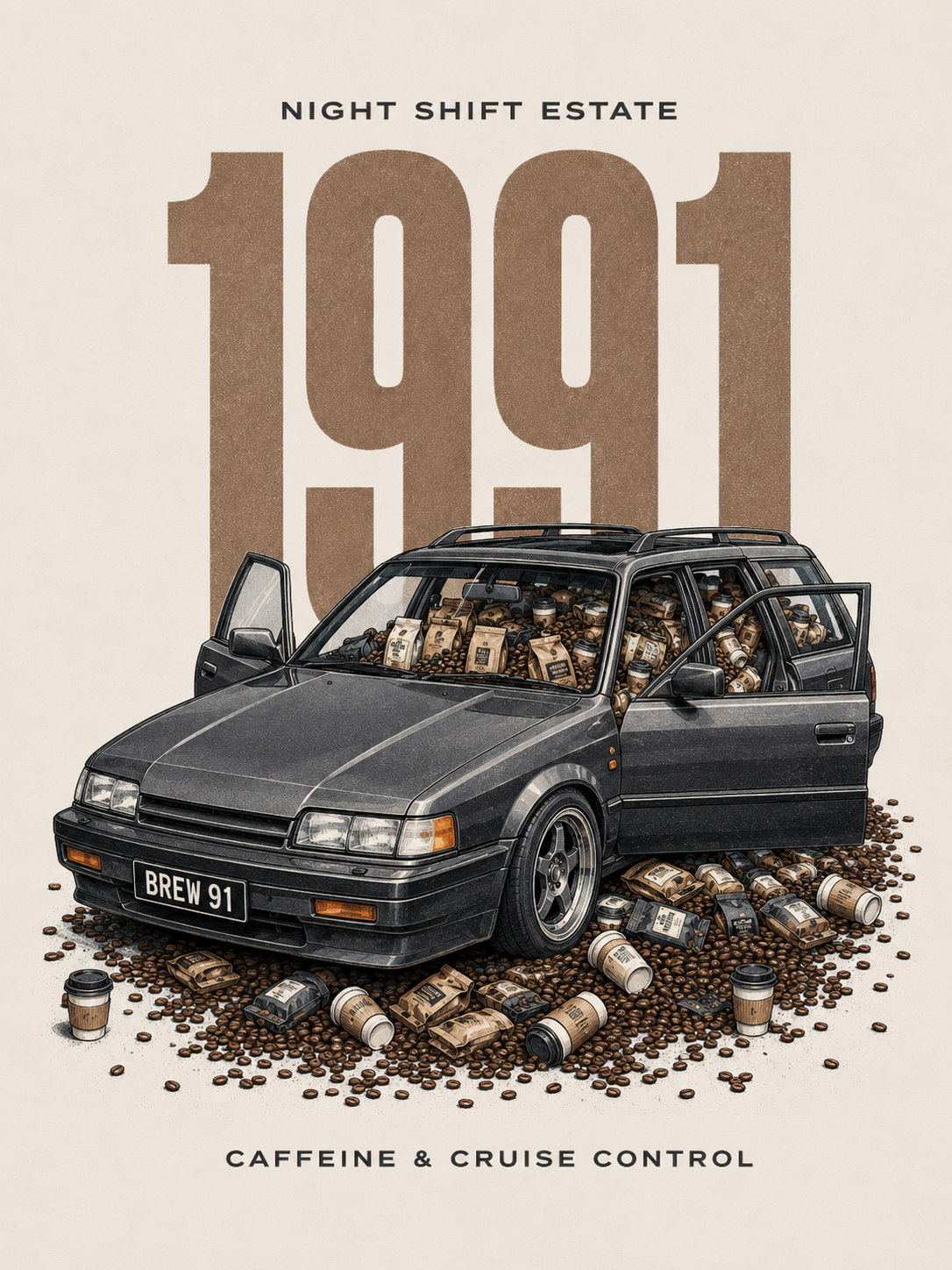 Vintage automotive poster: Night Shift Estate 1991 — Coffee