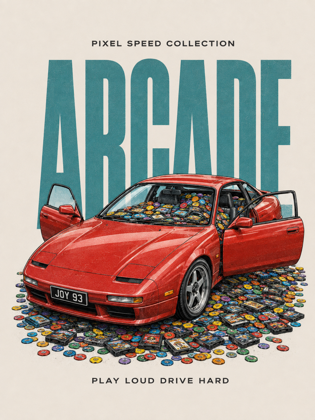 Vintage automotive poster: Pixel Speed — Arcade