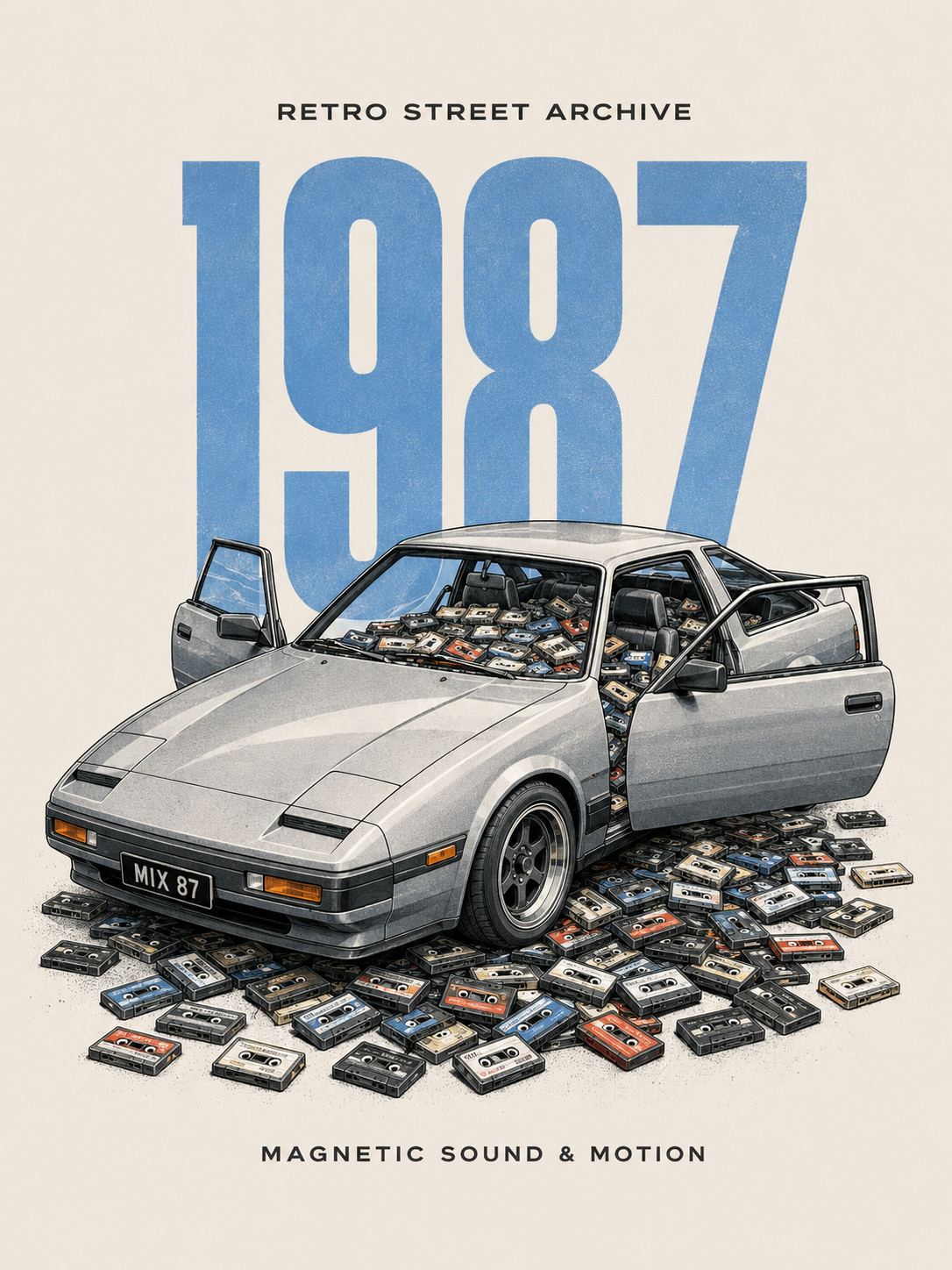Vintage automotive poster: Retro Street 1987 — Cassettes