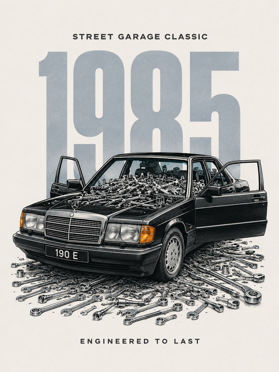 Vintage automotive poster: Street Garage 1985 — Tools
